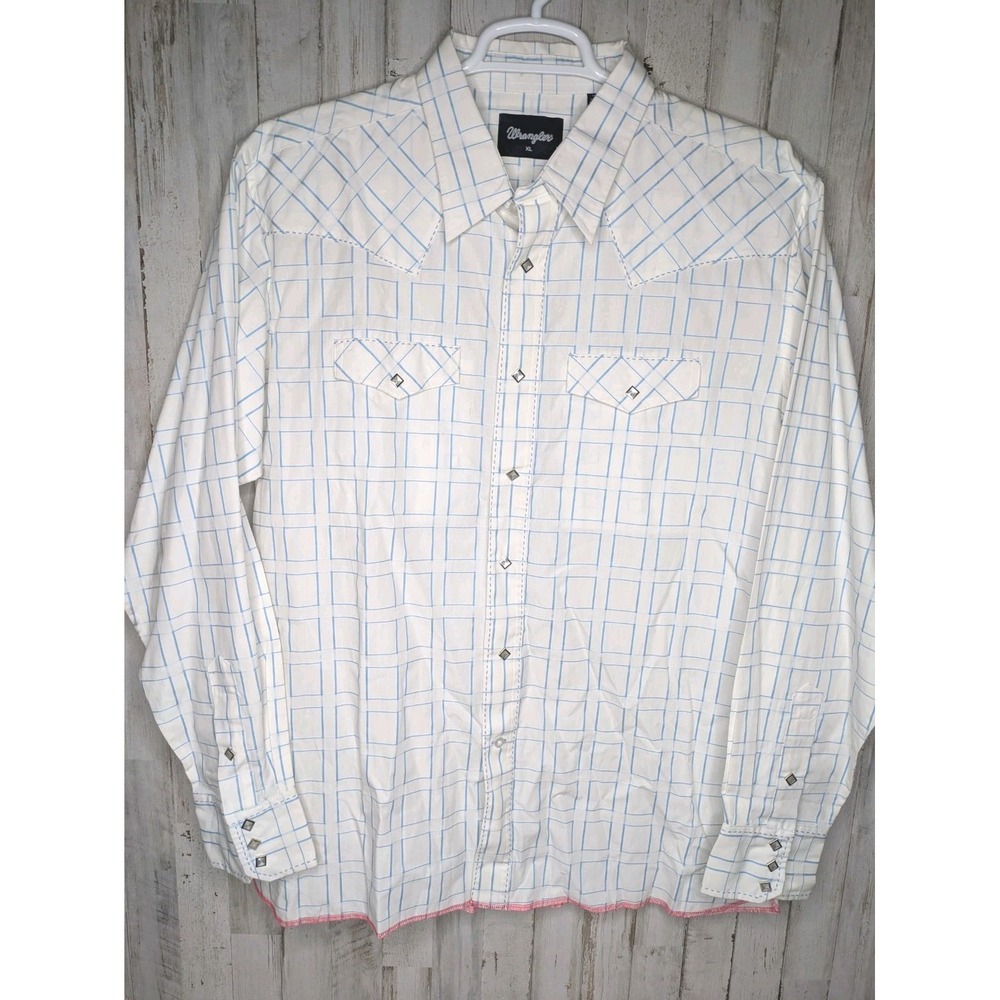 Vintage Wrangler Premium Patch Pearl Snap Western Shirt Mens Plaid Size‎ XL New